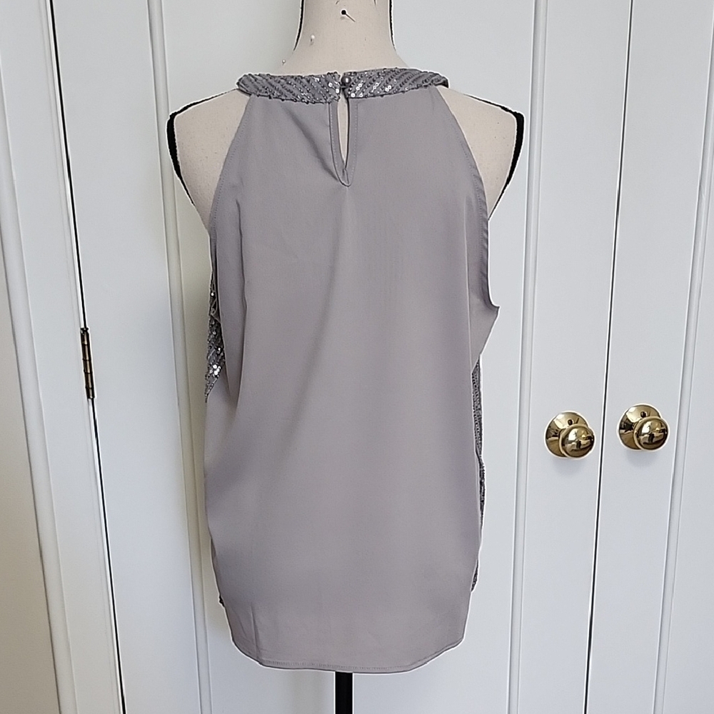 Silver Sequin Sleeveless Top - Picture 3 of 3